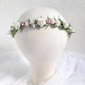 White light purple flower girl crown Lavender kids flower crown Wedding flower headpiece  Flower headpiece Summer wedding girl crown