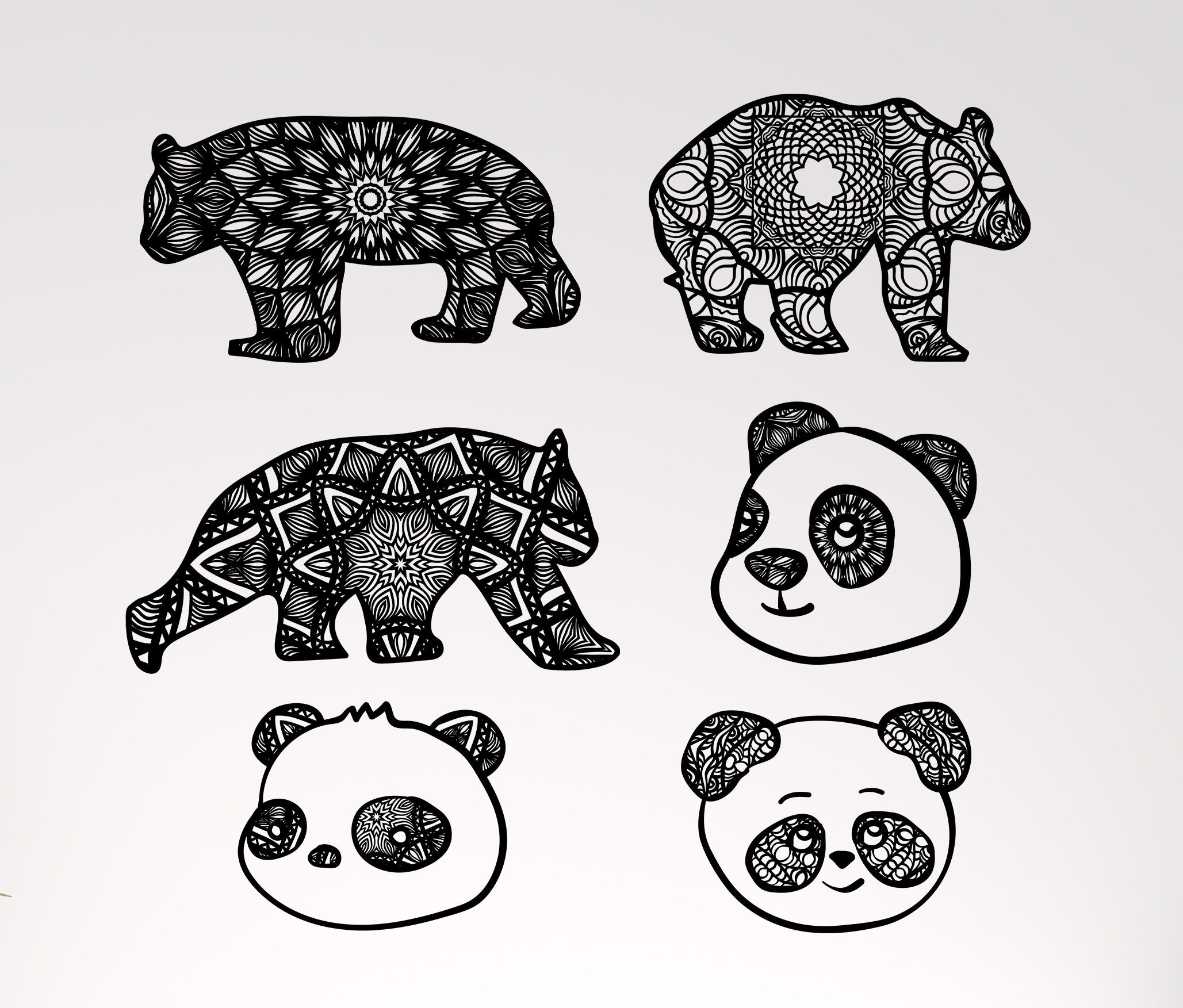 Download Zentangle Panda SVG Mandala Panda SVG Panda Svg Panda | Etsy