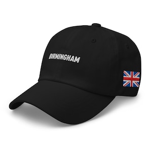Birmingham UK Flag Dad Hat Embroidered on Side – Minimal England Flag Baseball Cap for Local Pride