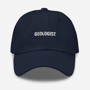 Navy blue geologist embroidered cap with clean academic styling