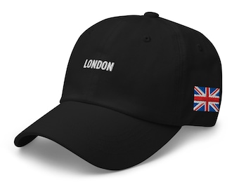 London UK Flag Dad Hat Embroidered on Side – Minimal Union Jack Baseball Cap for Travel & Local Pride