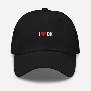 I Love BK Dad Hat – Embroidered Minimal Heart Design Cap for Brooklyn Pride & Local New York Style