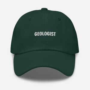 Forest green geologist cap for earth science and fieldwork fans