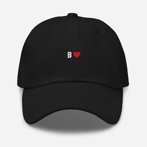 Letra B Coração Pai Chapéu Bordado Mínimo Sutil Amor Inicial Coração Casais Ideia Presente Bonés Combinando Amado Meu Especial Pessoa Headwear