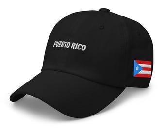 Black Puerto Rico Embroidered Cap PR Fitted Two Tone Solid Caps Puerto Rico Embroidered Hat  main image 4