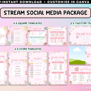 Twitch Stream Subathon Social Media Promo Suite / Event Package / Editable Canva Template / Cute / Pastel / Custom / Instant Download