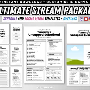 Editable Stream Subathon Schedule Template / Social Media / Minimal / Clean / Twitch YouTube Discord / Instant Download