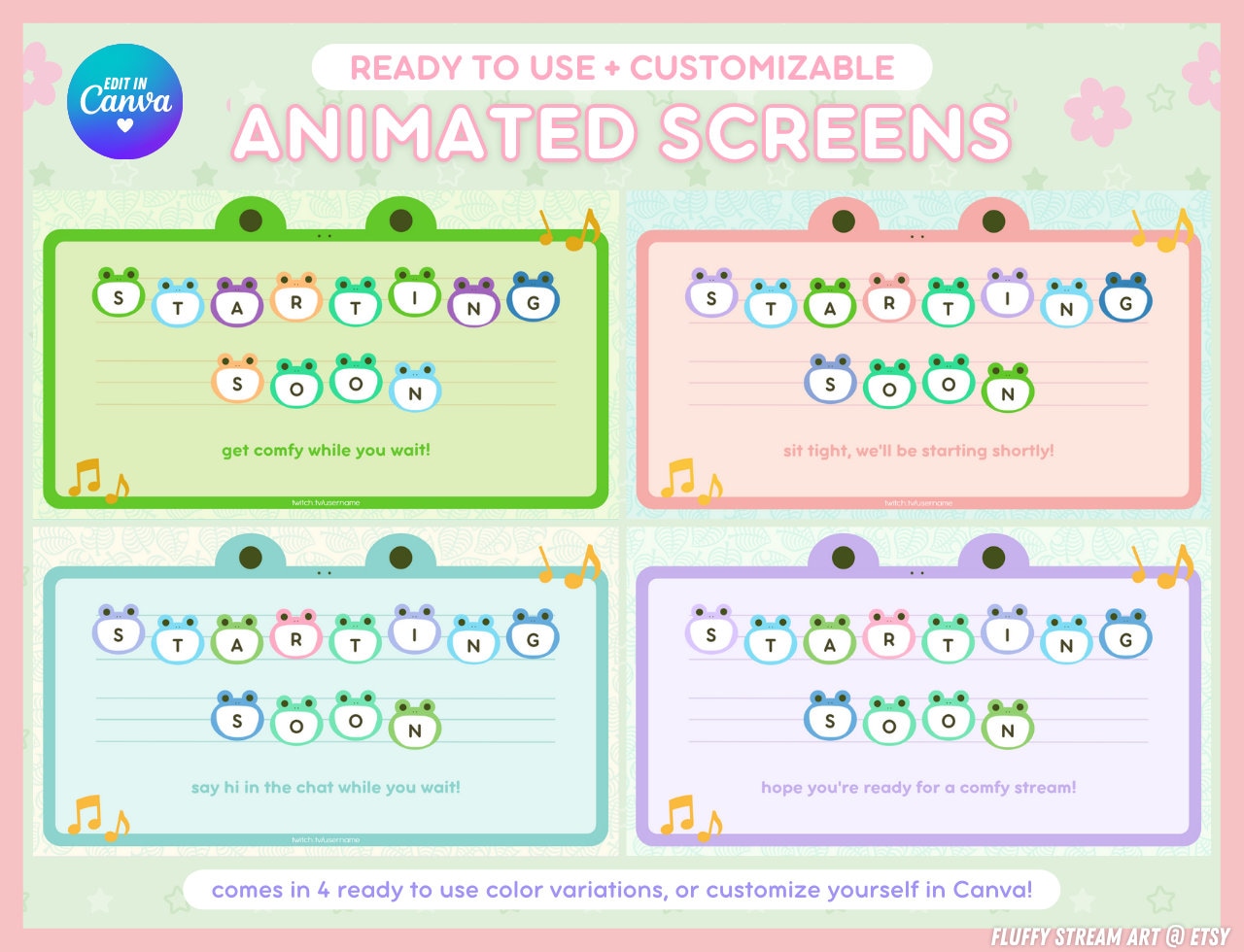 Animated Customizable ACNH Inspired Starting Soon Screen for Twitch
