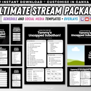 Editable Stream Subathon Schedule Template / Social Media / Minimal / Clean / Twitch YouTube Discord / Instant Download