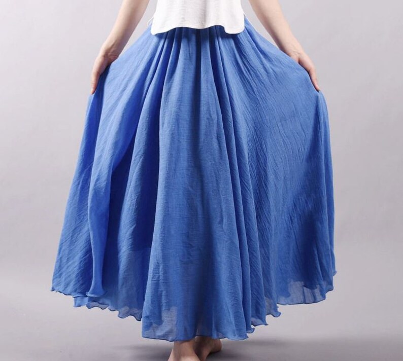 Linen Skirt Long Flowing Skirt Summer Skirt Breathable Etsy
