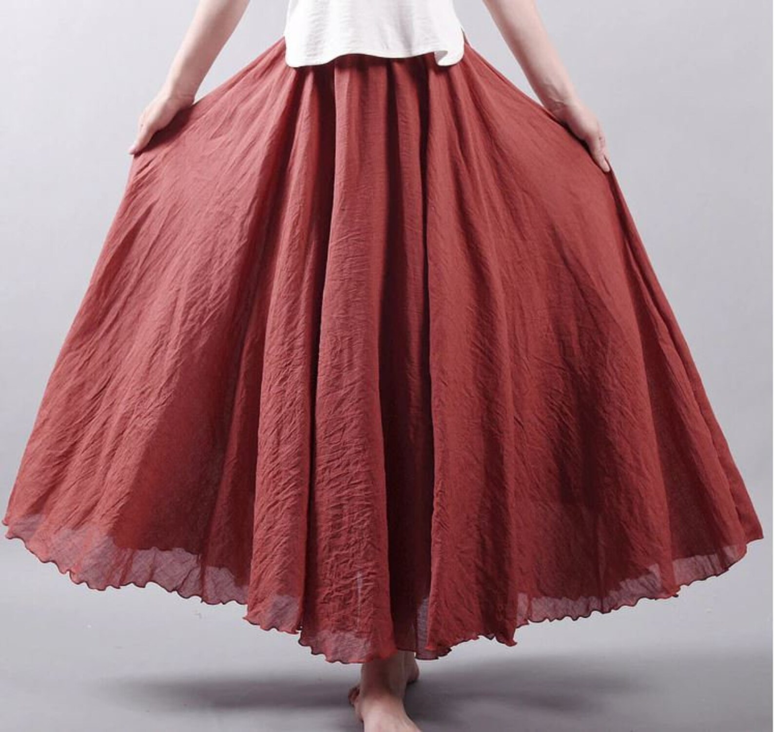 Linen Skirt Long Flowing Skirt Summer Skirt Breathable Etsy