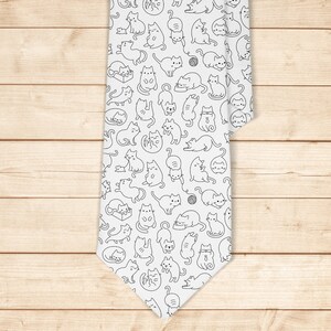 Tie for men, Kids Tie, Boys Ties, Necktie for man, Fashion Necktie for men, Novelty Conversational Neckwear Tie ( Cute Japanese Cat Design )