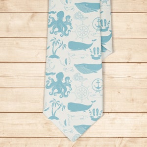 Tie for men, Kids Tie, Boys Ties, Necktie for man, Fashion Necktie for men, Novelty Conversational Neckwear Tie (Ocean Nautical Art)