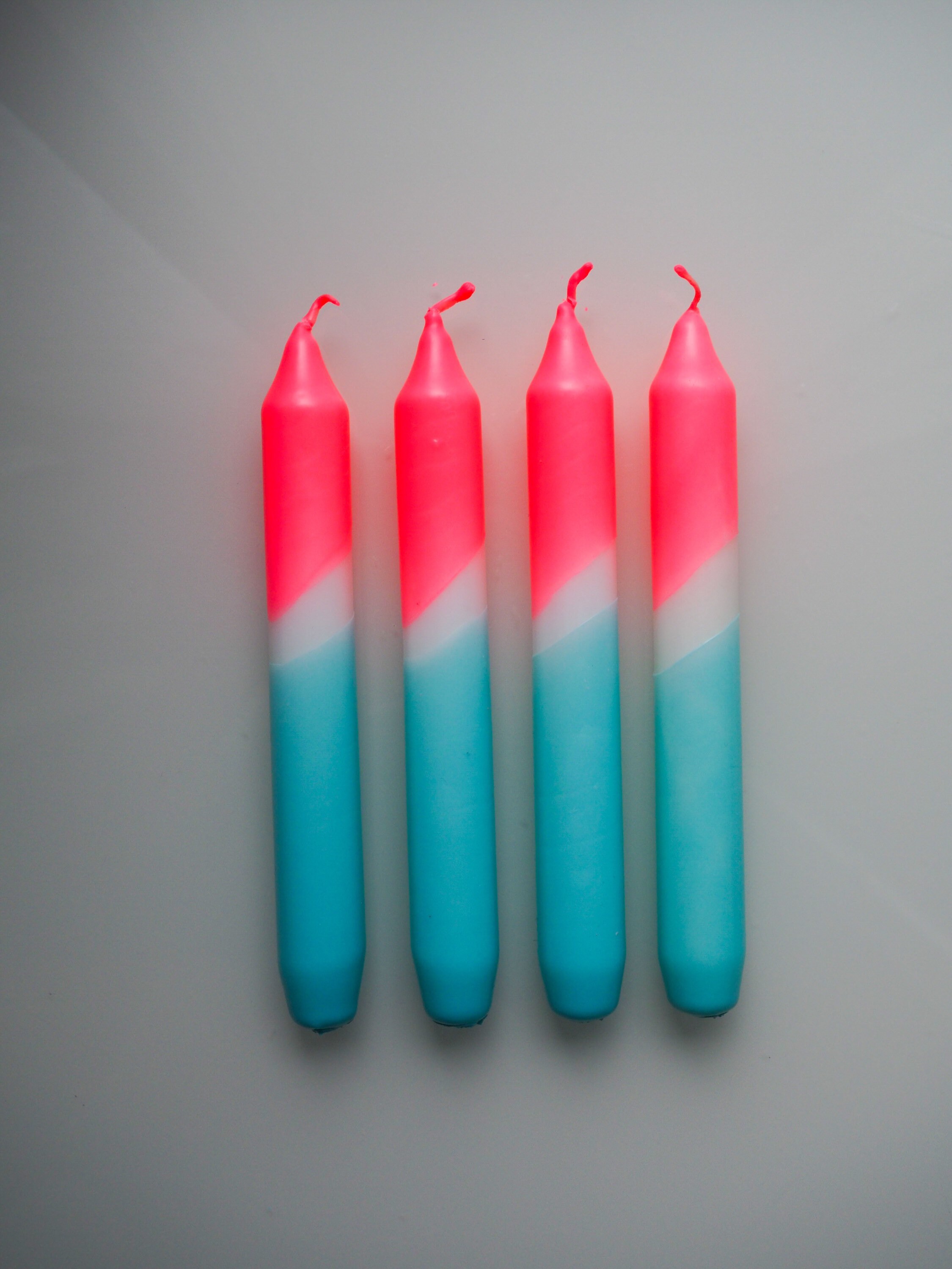 FLORENCE Neon Pink Dip Dye Candle Neon Pinkturquoise Dip Etsy