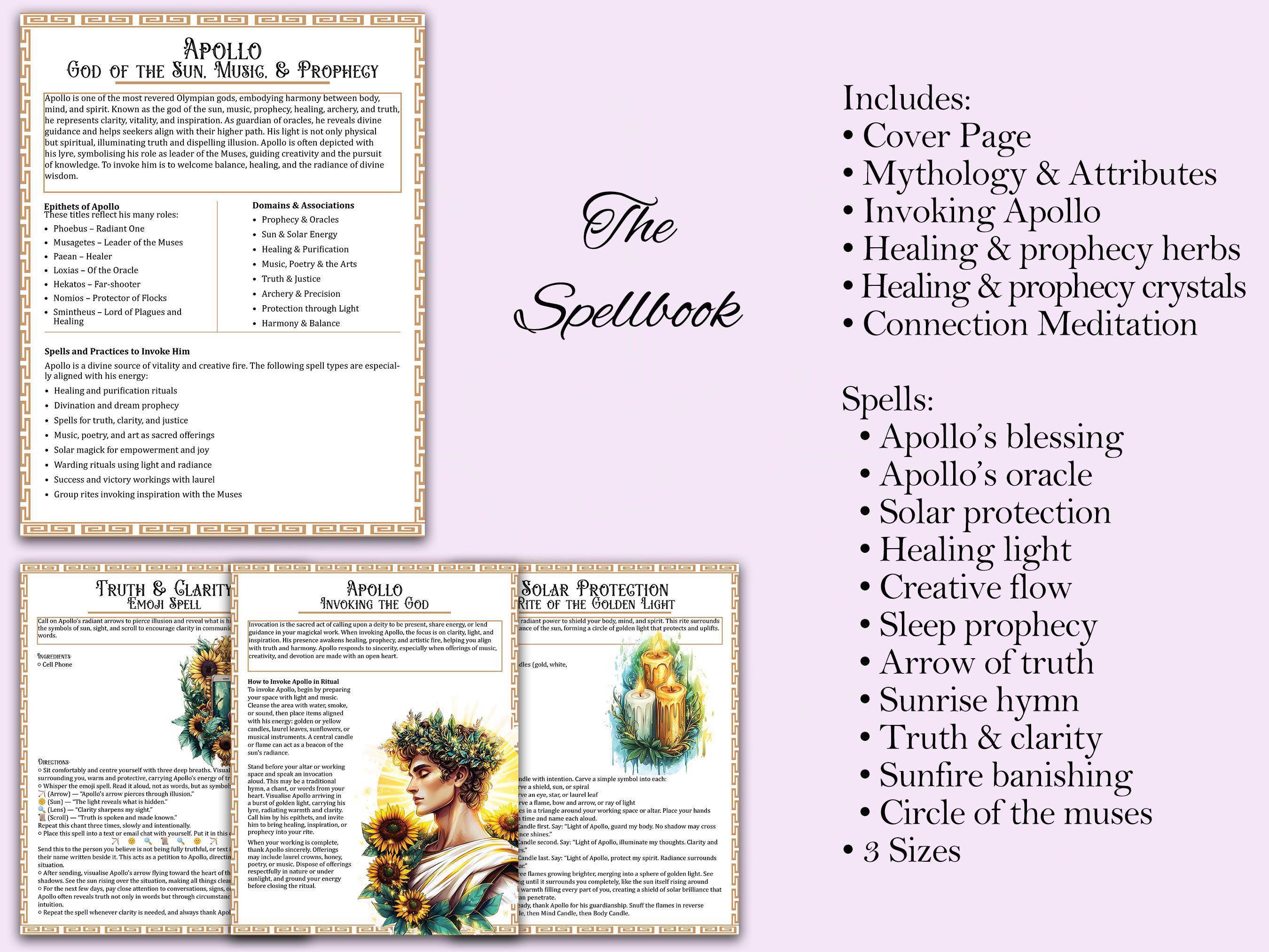 Complete Apollo Book of Shadows Bundle | Greek God, Spells, Rituals ...