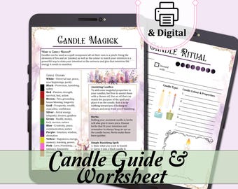 Kerzenmagie Anleitung & Arbeitsblatt | Ritual Blanko-Buch der Schatten Seite, Spickzettel für Farbenmagie, einfacher Bannzauber , zum Ausdrucken