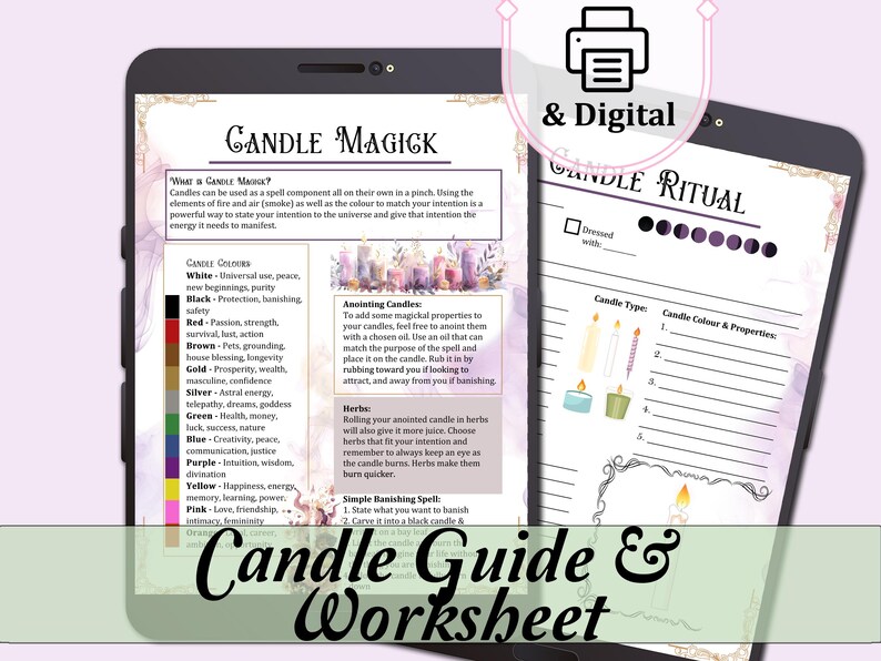 Savoring Rituals Worksheet Candle Magick Guide & Worksheet | Ritual Blank Book of Shadows Page ...