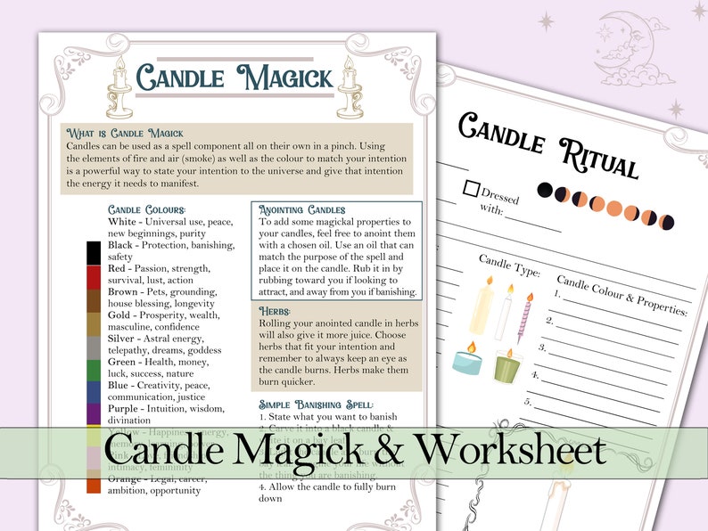 Candle Magick Guide & Worksheet Printable Pages - Etsy