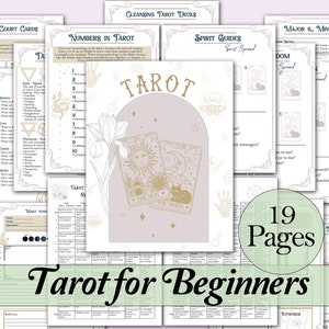 Tarotgids voor beginners en spiekbriefje | Reinigen, lezen, voorbeeldvragen, spreads en meer! - Afdrukbare pagina's