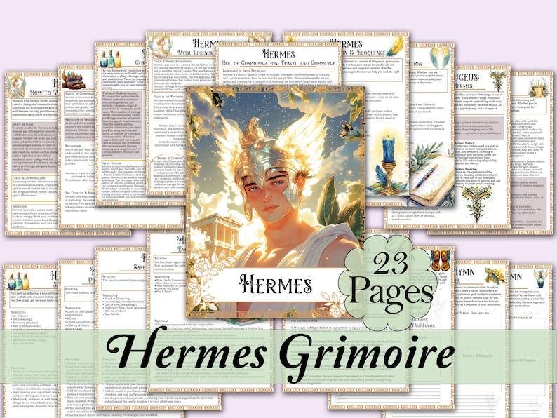 Hermes Book of Shadows Bundle | Spells, Tarot Spreads, Journal Prompts, Rituals, Correspondences, History, and More! - Printable Pages