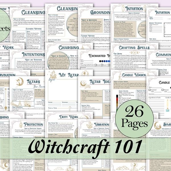 Witchcraft 101 | A Guide to Cleansing, Banishing, Spell Work, and More! - Printable Pages