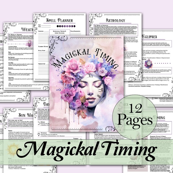 Magickal Timing Guide & Worksheet | Moon Phases, Astrology, Sun Magick, and more! -  Printable Pages