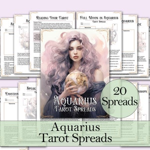 Diário de Tarot de Aquário + Guia | 20 Tarots para surfar as ondas da inovação - Páginas para impressão
