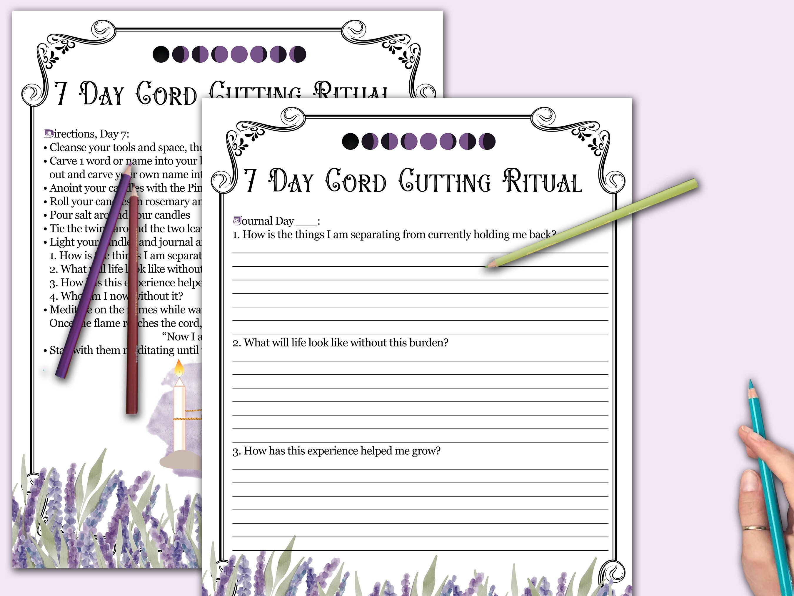7 Day Cord Cutting Ritual & Journal Pages Candle Spell for Letting Go