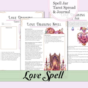 Love Drawing Spell Kit | Spell Jar Recipe, Guide, Affirmations, Journal Prompts, Tarot Spread - Printable Pages