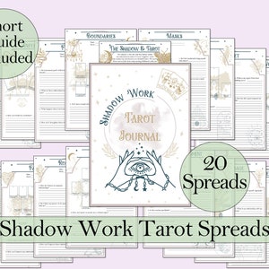 Shadow Work Tarot Spread Journal + Guide | 20 Tarot Spreads for Self Reflection - Printable Pages