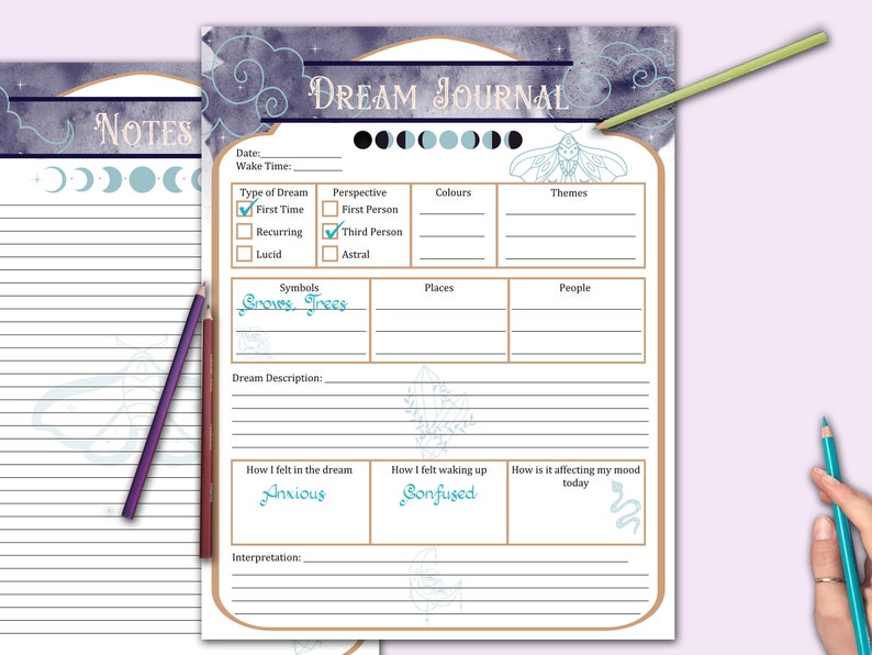 Dream Journal & Sleep Tracker 4 Printable Pages image 4