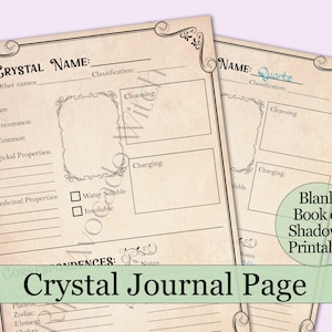 Crystal Grimoire Page Book of Shadows Insert Printable - Etsy