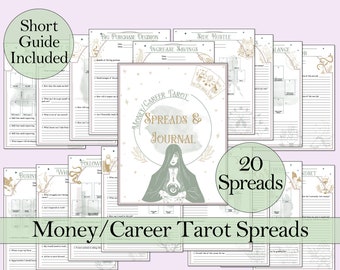 Money Tarot Spread Journal + Guide | 20 Tarot Spreads for Money and Career Success - Printable Pages