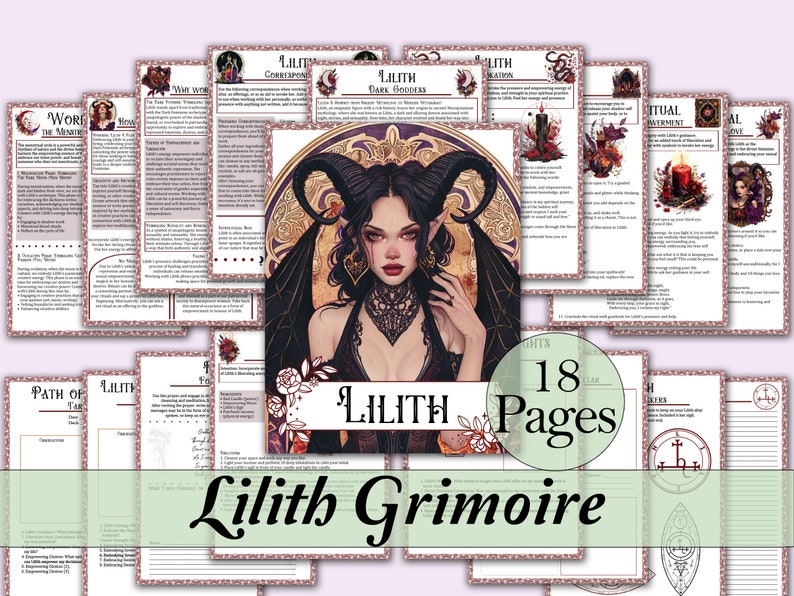 Lilith Book of Shadows Bundle | Spells, Rituals, Tarot Spreads, Correspondences, Self Empowerment,  Magick Oil, and more! - Printable Pages