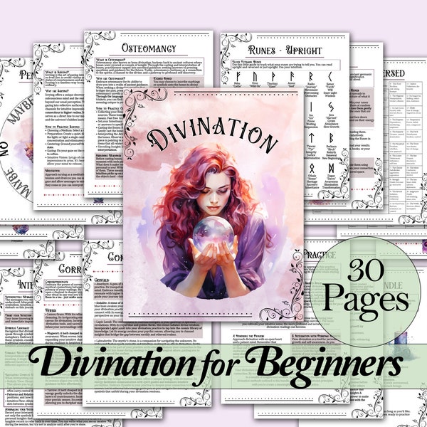 Divination Bundle Book of Shadows Pages | Tarot, Scrying, Pendulums, Palmistry, and More! - Printable Pages