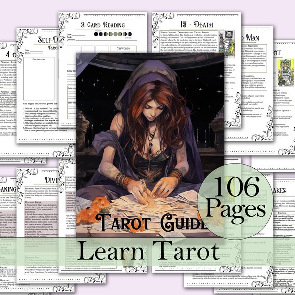 Tarot Beginner's Guide | Card Meanings, Reading, Spreads, Cheat Sheets, & More! - Printable Pages