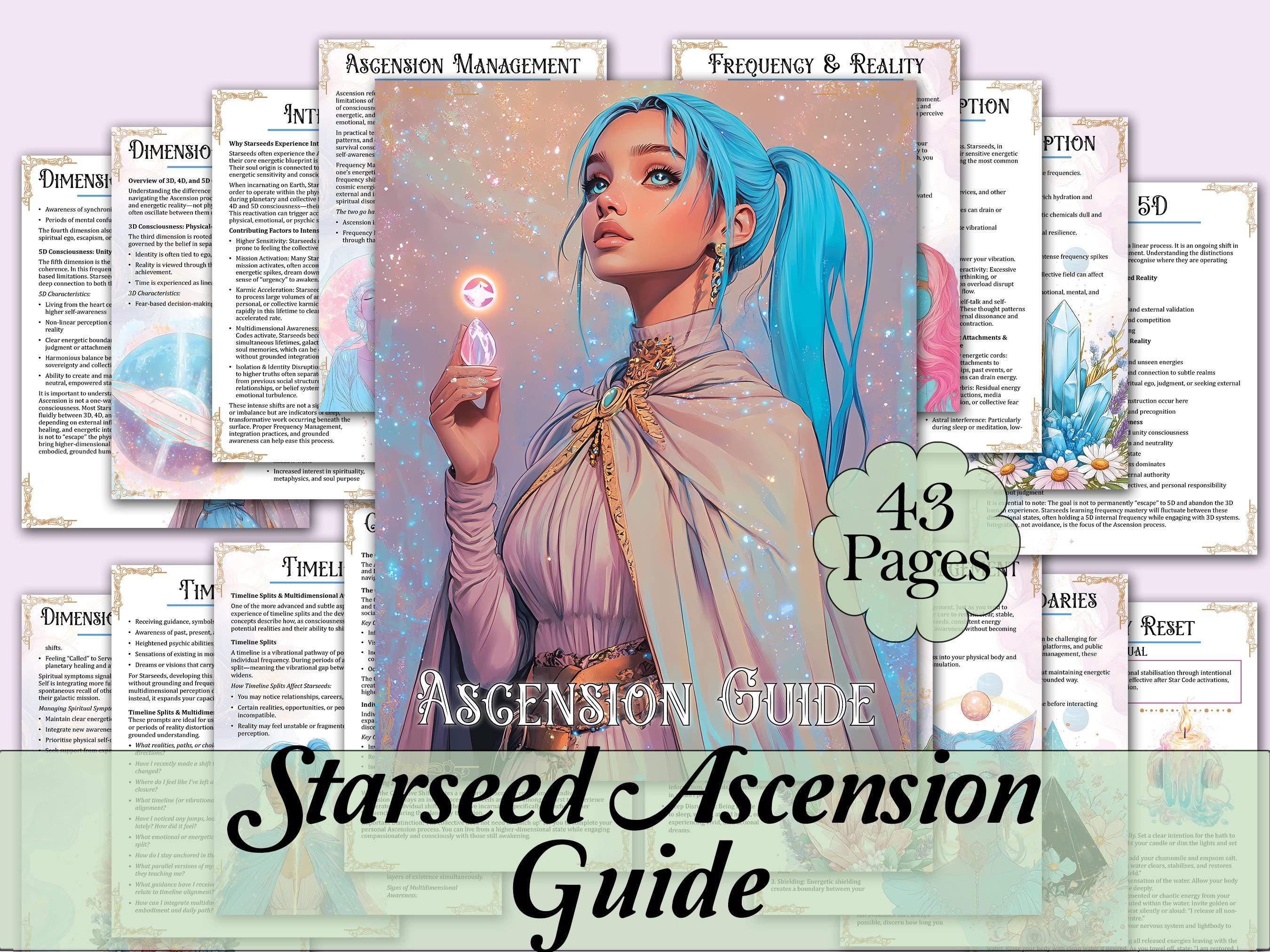 Starseed Ascension Guide | 5D Frequency Activation, Energy Lightbody, Spells, Tarot Spread, Journal Prompts, & More! - Printable Pages