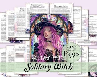 Solitary Witch Bundle | Guide for Solitary Witchcraft, Spells, Rituals, Tarot, Journal Prompts, and More! - Printable Pages