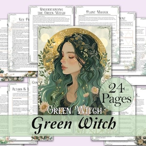 Grüne Hexe Bündel | Anleitung für Grüne Hexerei, Zauber, Kräuterkorrespondenzen, Rituale, Tarot, Journal Prompts und mehr! - Druckbare Seiten