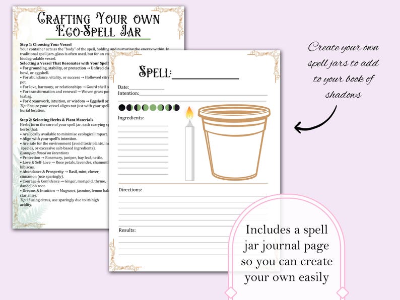 Includes a spell
jar journal page
so you can create
your own easily