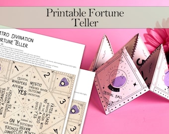 Printable Fortune Teller/Cootie Catcher - Vintage Witch | Nostalgic Divination Method with Instructions - Printable