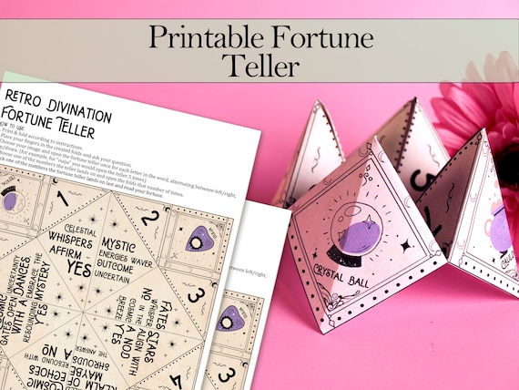 Printable Fortune Teller/Cootie Catcher - Vintage Witch | Nostalgic Divination Method with Instructions - Printable