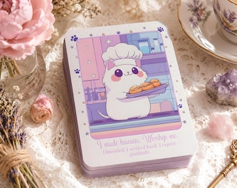 Oráculo del Gato / Baraja del Oráculo del Profeta Ronroneante / Mensajes de la Caja de Arena - Lindas Cartas del Oráculo del Gato para Comunicarte con tus Familiares Felinos