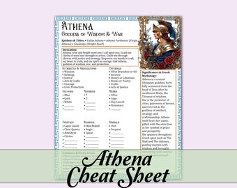 アテナ チートシート | ギリシャの知恵と戦争の女神 | 対応表、祈願、印刷可能なページ