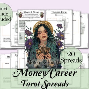 Money Tarot Spread Journal + Guide | 20 Tarot Spreads for Money and Career Success - Printable Pages