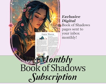 Monthly Book of Shadows Subscription | Limited Time Bundle, Spells, Tarot, Journal Prompts, Oracle Deck Booster, and More! - Printable Pages