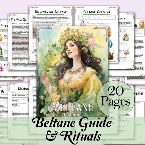 Beltane Sabbat Guide & Ritual Bundle | Correspondences, Spells, Tarot, and More! - Printable Pages