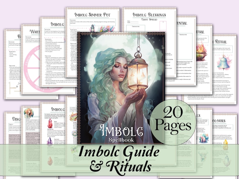 Imbolc Sabbat Guide & Ritual Bundle | Correspondences, Spells, Tarot, and More! - Printable Pages