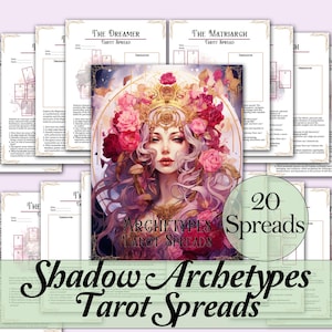 Shadow Work Archetypes Tarot Spread Journal + Guide | 20 Tarot Spreads to Explore Your Shadow Self - Printable Pages