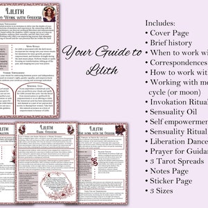Lilith Book of Shadows Bundle | Spells, Rituals, Tarot Spreads, Correspondences, Self Empowerment, Magick Oil, and more! - Printable Pages image 2
